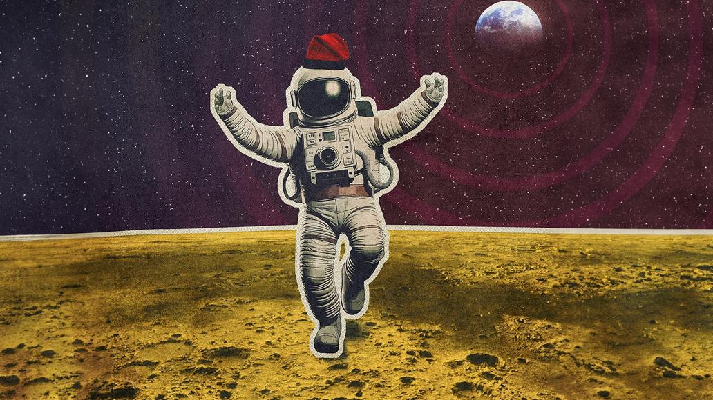 Imatge d'un astronauta ballant sardanes a un planeta fictici